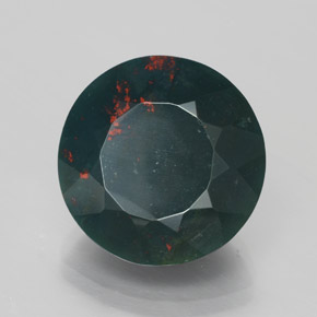 Pierre de sang Vert Tacheté naturelle Coupe roude, 12.28 ct, Opaque