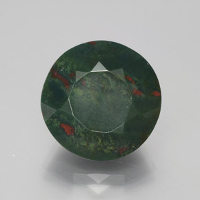 Pierre de sang Vert Tacheté naturelle Coupe roude, 11.36 ct, Opaque