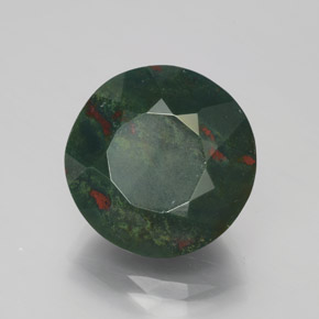 Pierre de sang Vert Tacheté naturelle Coupe roude, 11.36 ct, Opaque