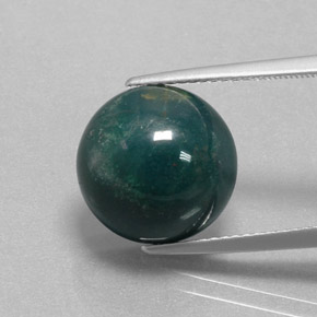 Héliotrope vert naturelle coupe roude, 8,90 ct, opaque