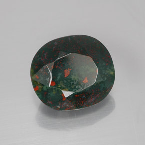 Héliotrope vert naturelle coupe ovale, 6,44 ct, opaque