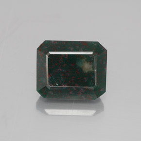 Pierre de sang Vert Tacheté naturelle Taille émeraude, 4.78 ct, Opaque