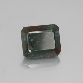 Héliotrope vert naturelle taille émeraude, 5,06 ct, opaque