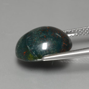 Pierre de sang Vert Tacheté naturelle Coupe ovale, 7.44 ct, Opaque