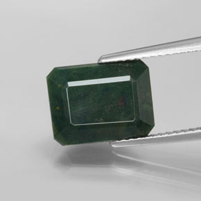 Héliotrope vert naturelle taille émeraude, 3,59 ct, opaque