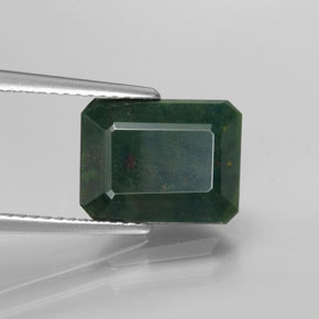 Héliotrope vert naturelle taille émeraude, 3,59 ct, opaque