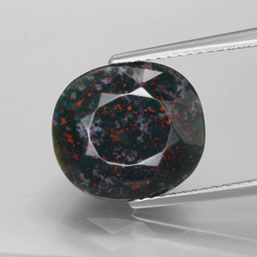 Héliotrope vert naturelle coupe ovale, 6,30 ct, opaque
