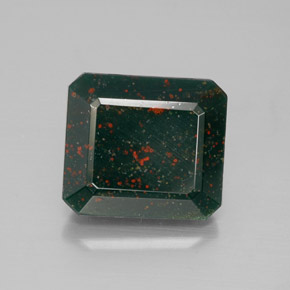 Héliotrope vert naturelle taille émeraude, 6,36 ct, opaque