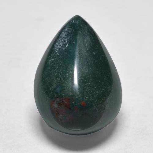 Pierre de sang Vert bleuâtre naturelle En forme de poire, 11.34 ct, Opaque