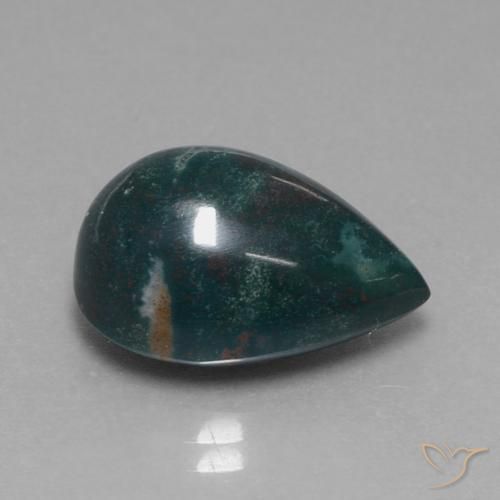 Pierre de sang Vert bleuâtre naturelle En forme de poire, 11.48 ct, Opaque