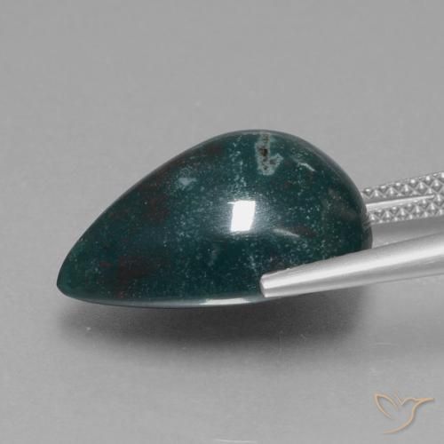Pierre de sang Vert bleuâtre naturelle En forme de poire, 11.48 ct, Opaque
