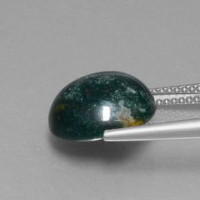 Héliotrope vert naturelle coupe roude, 5,87 ct, opaque