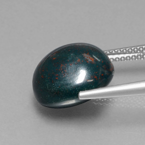 Pierre de sang Vert Tacheté naturelle Coupe roude, 9.26 ct, Opaque