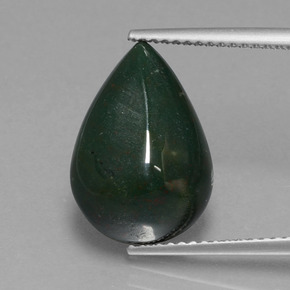 Pierre de sang Vert Tacheté naturelle En forme de poire, 5.35 ct, Opaque
