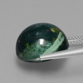 Pierre de sang Vert Tacheté naturelle Coupe roude, 12.58 ct, Opaque