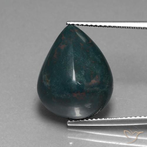 10.91ct Naturel Vert foncé moyen Pierre de sang, En forme de poire, Opaque