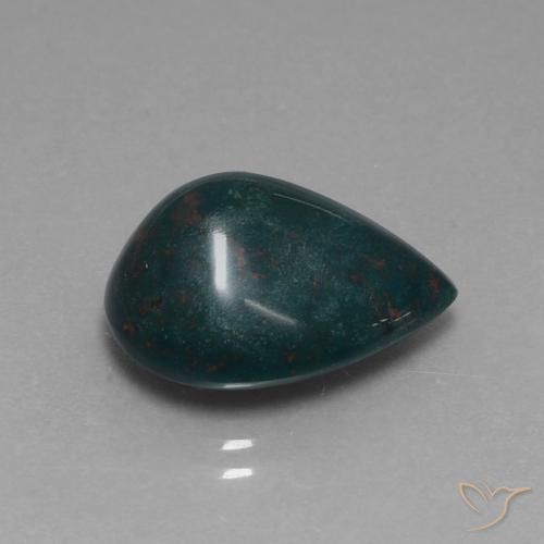 Pierre de sang Vert foncé moyen naturelle En forme de poire, 10.91 ct, Opaque