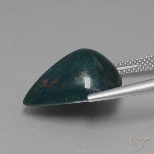 Pierre de sang Vert foncé moyen naturelle En forme de poire, 10.91 ct, Opaque