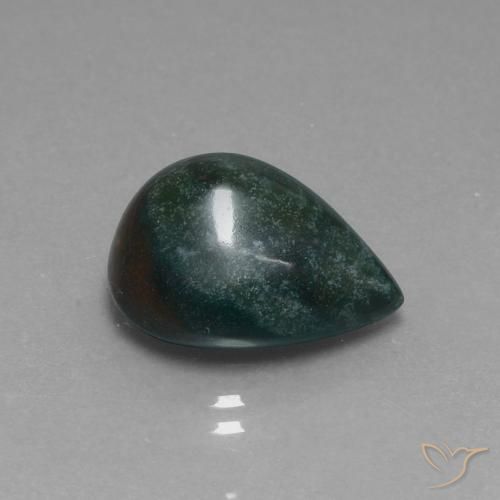 Pierre de sang Forêt verte naturelle En forme de poire, 10.04 ct, Opaque