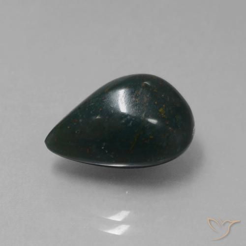 Pierre de sang Vert foncé naturelle En forme de poire, 8.57 ct, Opaque