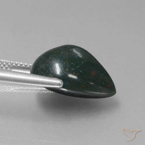 Pierre de sang Vert foncé naturelle En forme de poire, 8.57 ct, Opaque