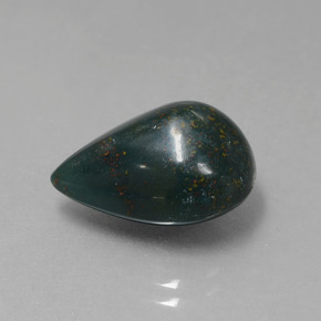 Pierre de sang Vert Tacheté naturelle En forme de poire, 8.21 ct, Opaque