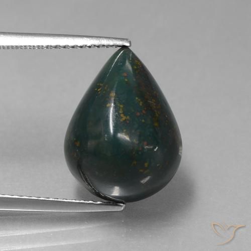8.97ct Naturel Forêt verte Pierre de sang, En forme de poire, Opaque