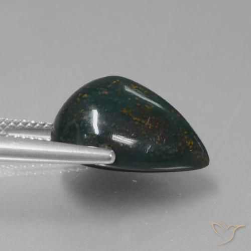 Pierre de sang Forêt verte naturelle En forme de poire, 8.97 ct, Opaque