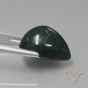 Pierre de sang Vert foncé naturelle En forme de poire, 8.78 ct, Opaque