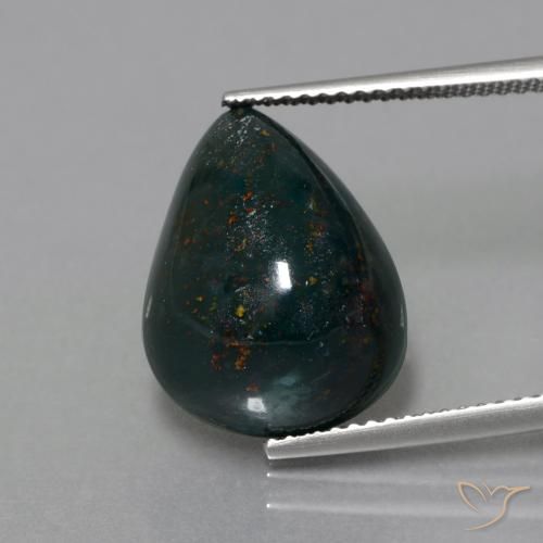 11.36ct Naturel Forêt verte Pierre de sang, En forme de poire, Opaque