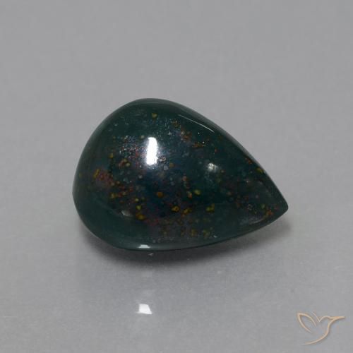 Pierre de sang Forêt verte naturelle En forme de poire, 11.36 ct, Opaque