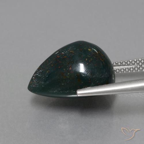 Pierre de sang Forêt verte naturelle En forme de poire, 11.36 ct, Opaque
