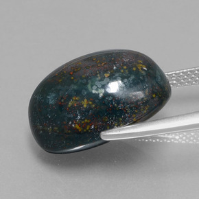 Pierre de sang Vert Tacheté naturelle Coupe ovale, 12.09 ct, Opaque
