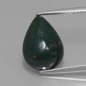 Pierre de sang Vert Tacheté naturelle En forme de poire, 5.91 ct, Opaque