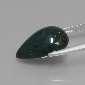 Pierre de sang Vert Tacheté naturelle En forme de poire, 5.91 ct, Opaque