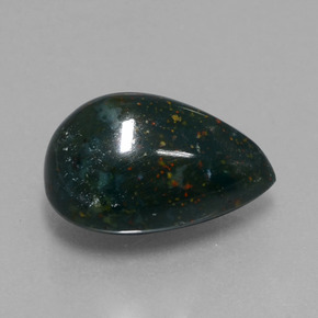 Pierre de sang Vert Tacheté naturelle En forme de poire, 9.48 ct, Opaque