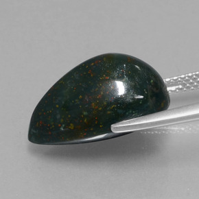 Pierre de sang Vert Tacheté naturelle En forme de poire, 9.48 ct, Opaque