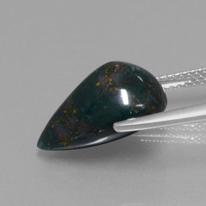 Héliotrope vert naturelle en forme de poire, 6,94 ct, opaque