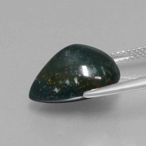 Pierre de sang Vert Tacheté naturelle En forme de poire, 7.99 ct, Opaque