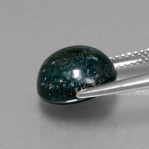 Héliotrope vert tacheté naturelle coupe roude, 4,95 ct, opaque