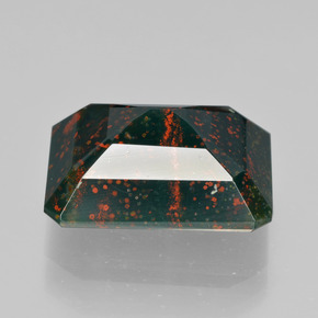 Pierre de sang Vert Tacheté naturelle Taille émeraude, 9.25 ct, Opaque