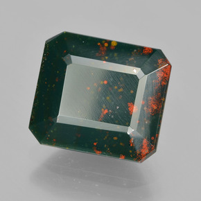 Pierre de sang Vert Tacheté naturelle Taille émeraude, 6.67 ct, Opaque