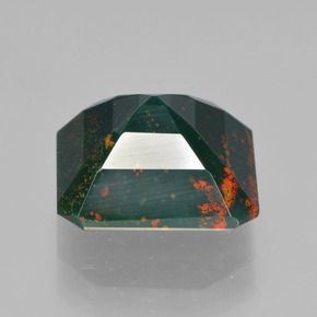 Pierre de sang Vert Tacheté naturelle Taille émeraude, 6.67 ct, Opaque