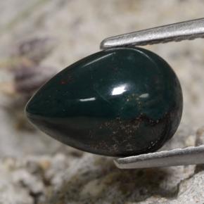 Héliotrope vert naturelle en forme de poire, 1,79 ct, opaque