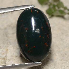 Héliotrope vert naturelle coupe ovale, 5,49 ct, opaque