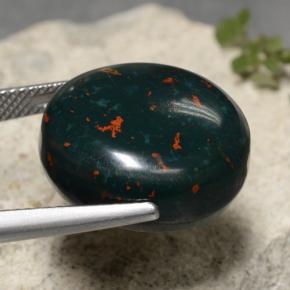 Héliotrope vert naturelle coupe ovale, 19,71 ct, opaque
