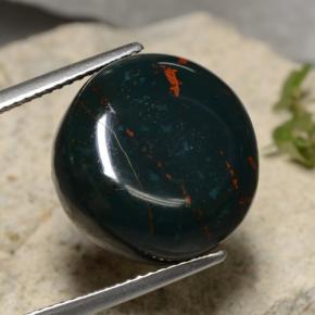 Pierre de sang Vert foncé naturelle Coupe roude, 17.09 ct, Opaque