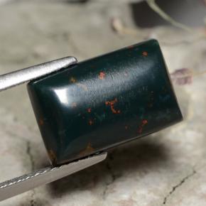 Héliotrope vert naturelle baguette, 5,62 ct, opaque