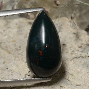 Héliotrope vert naturelle en forme de poire, 5,92 ct, opaque
