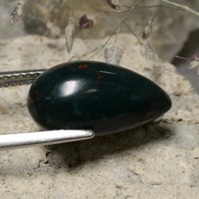 Héliotrope vert naturelle en forme de poire, 5,92 ct, opaque